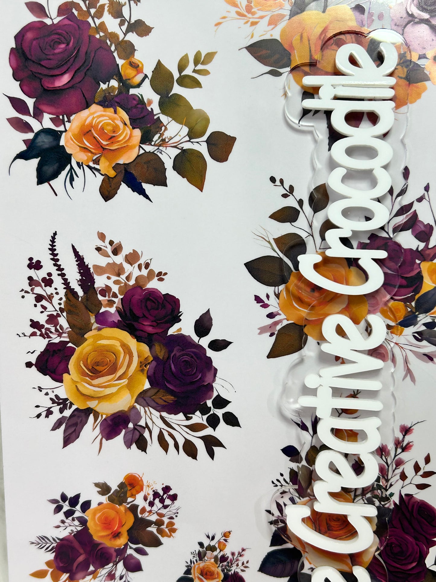 Purple and gold roses