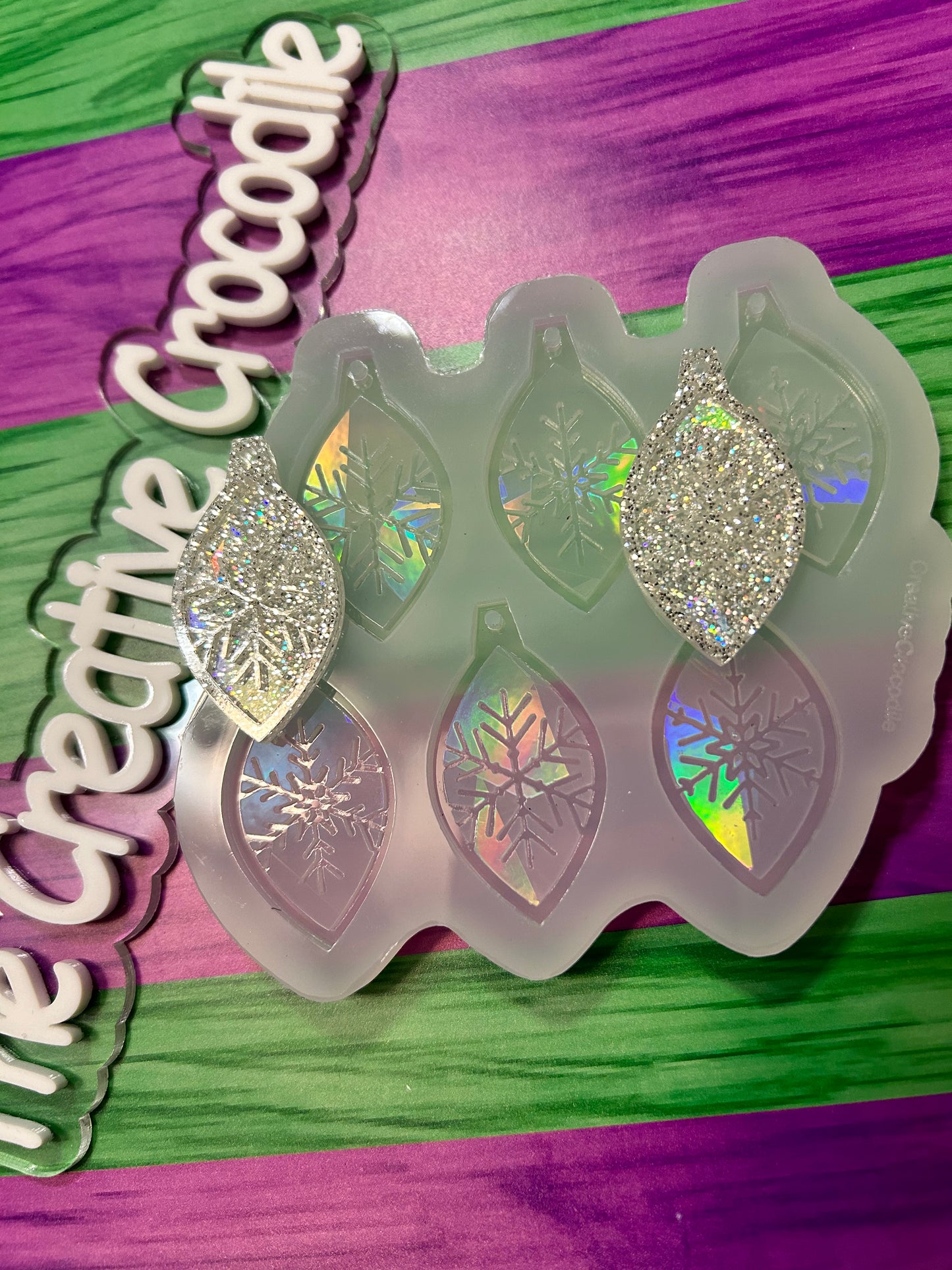 Rainbow Holographic Snowflake earring's