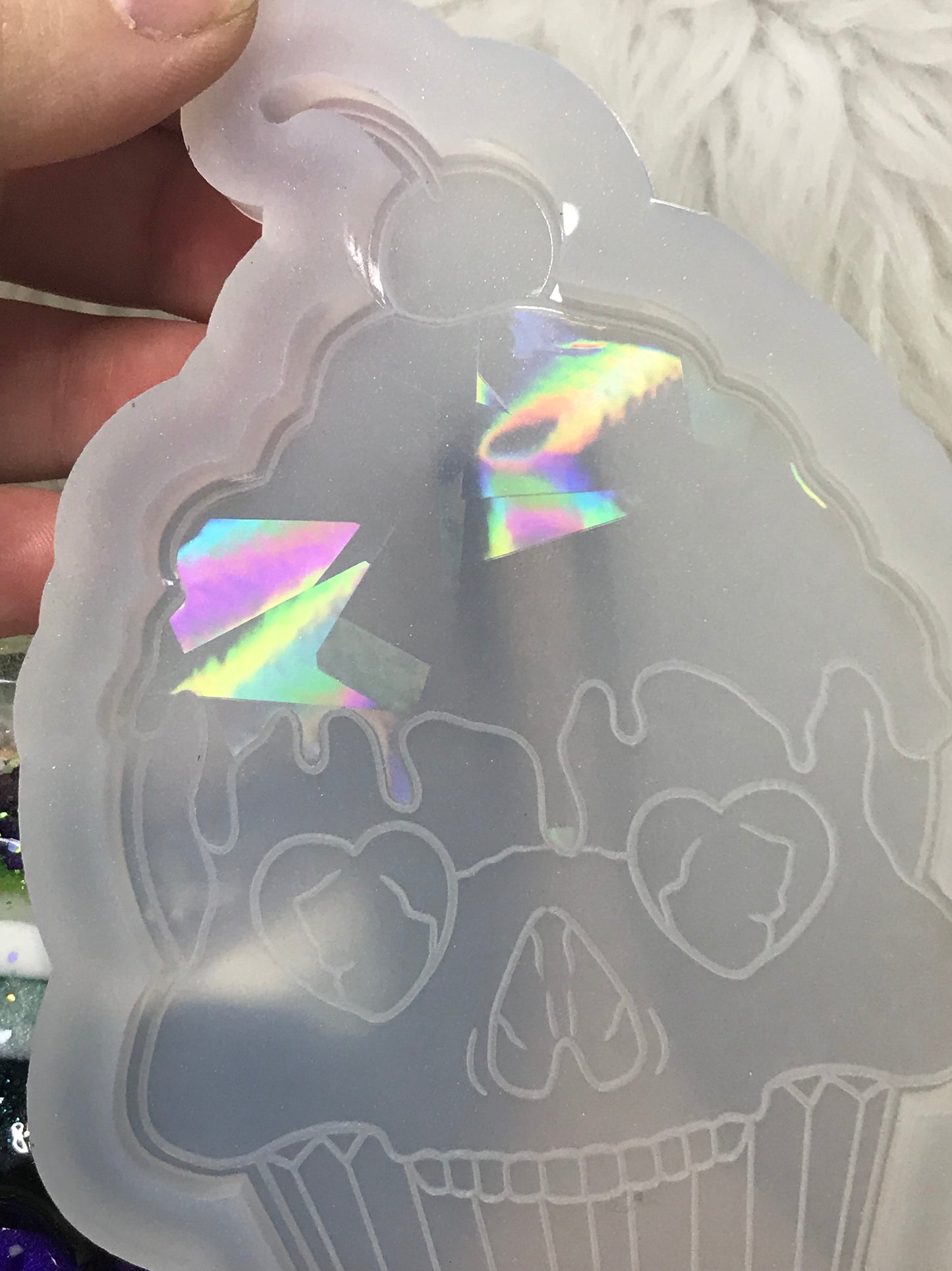Holographic Cupcake Skull Mold