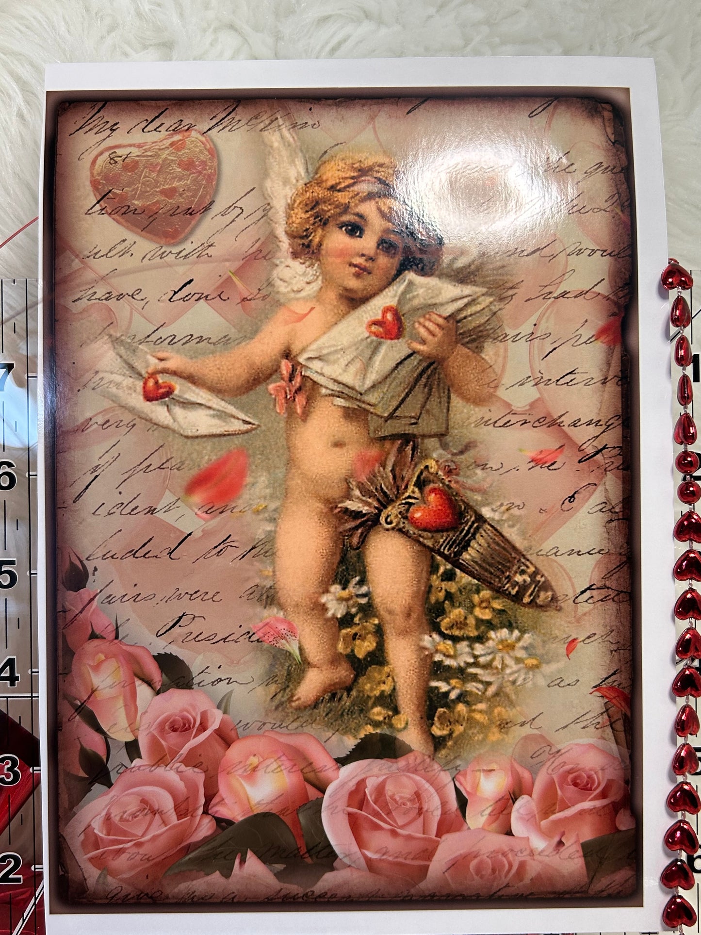 Vintage Cupid with letters